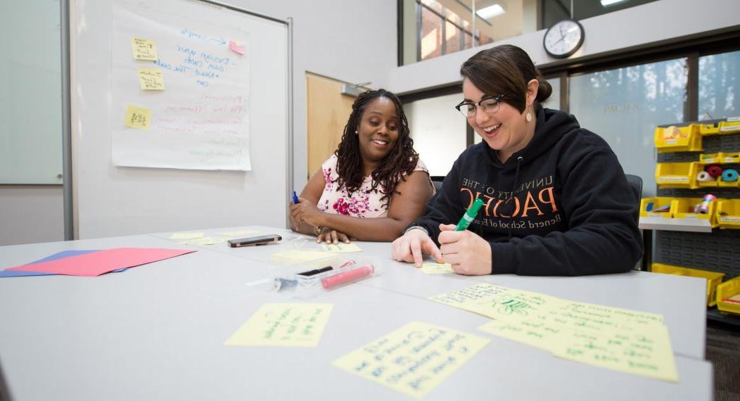 Benerd graduate students work together in the classroom