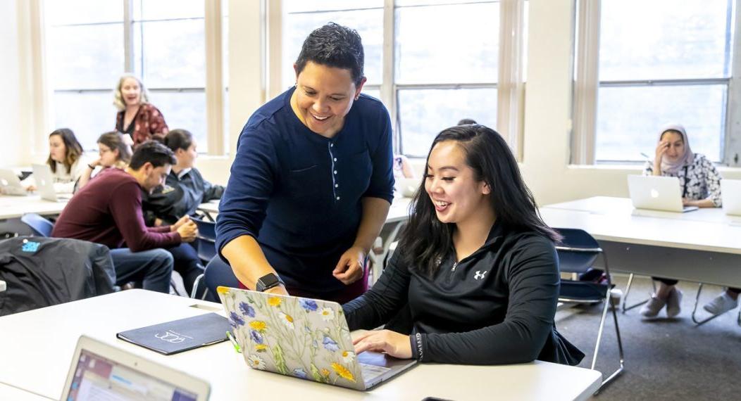 Benerd College student and faculty in classroom